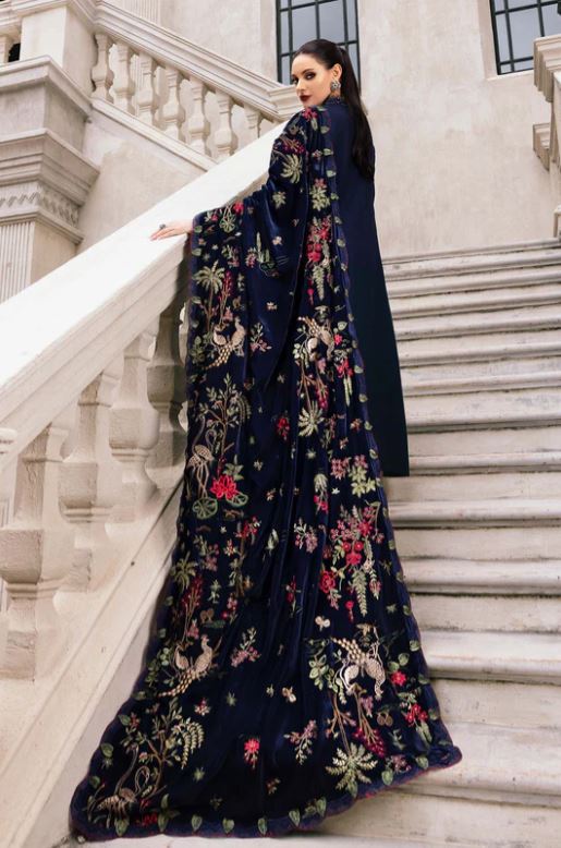 Maria.b Winter Collection 3 Piece Unstitched Embroidered Twill Linen Suit WL-1312