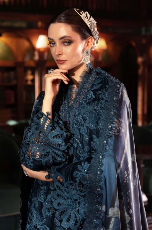 Maria.b Winter Collection 3 Piece Unstitched Embroidered Velvet Suit WL-1310