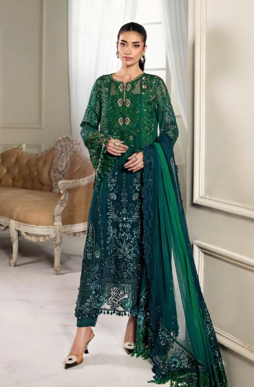 Maria.b 3 Piece Unstitched Embroidered Chiffon Suit | MPC-25-106