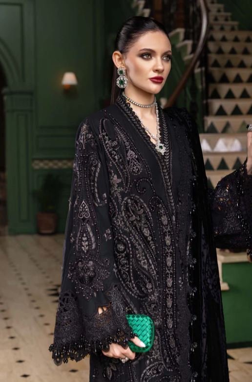 Maria.b Winter Collection 3 Piece Unstitched Embroidered Linen Suit WL-1307