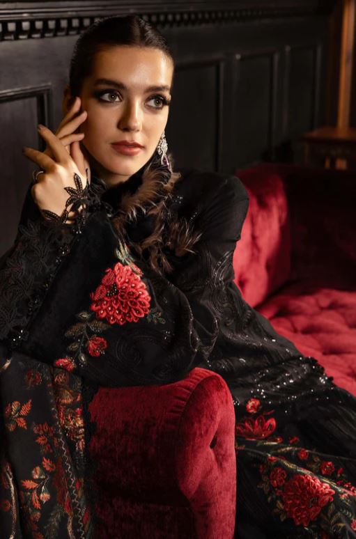 Maria.b Winter Collection 3 Piece Unstitched Embroidered Linen Suit WL-1309