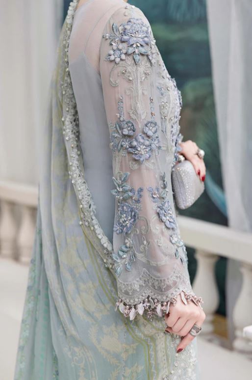 Maria.b 3 Piece Unstitched Embroidered Chiffon Suit | MPC-25-108