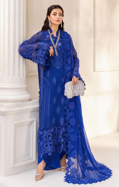 Maria.b 3 Piece Unstitched Embroidered Chiffon Suit | MPC-25-103