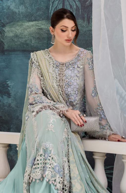 Maria.b 3 Piece Unstitched Embroidered Chiffon Suit | MPC-25-108