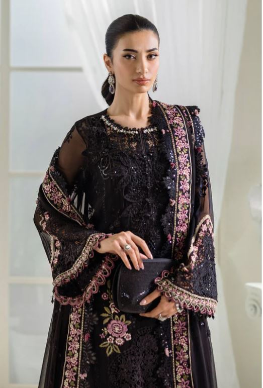 Maria.b 3 Piece Unstitched Embroidered Chiffon Suit | MPC-25-104