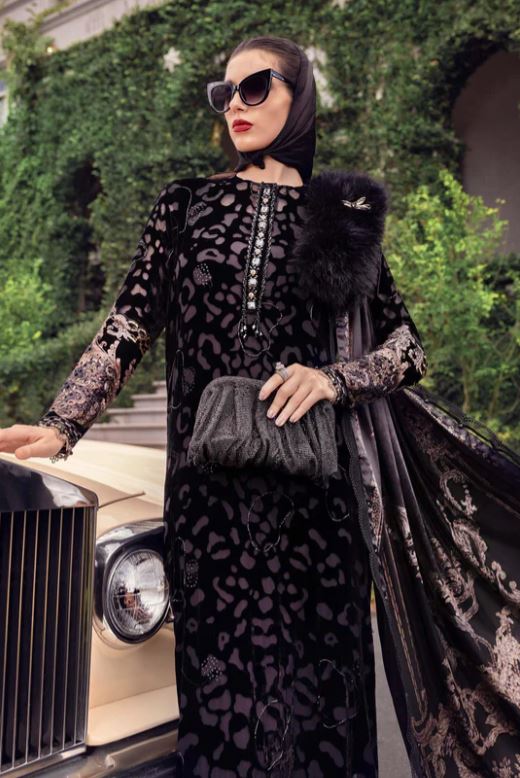 Maria.b Winter Collection 3 Piece Unstitched Embroidered Palachi Suit WL-1301