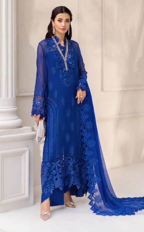 Maria.b 3 Piece Unstitched Embroidered Chiffon Suit | MPC-25-103