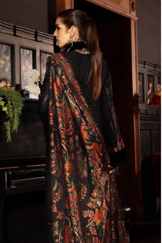 Maria.b Winter Collection 3 Piece Unstitched Embroidered Linen Suit WL-1309