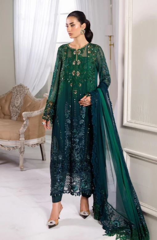 Maria.b 3 Piece Unstitched Embroidered Chiffon Suit | MPC-25-106