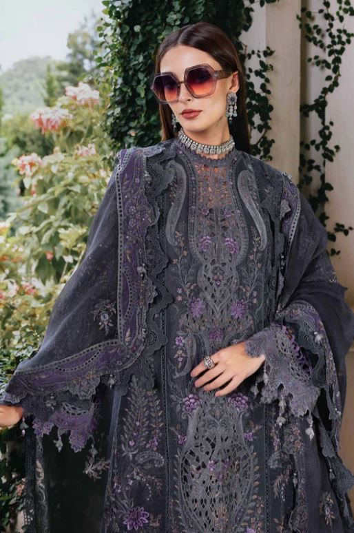 Maria.b Winter Collection 3 Piece Unstitched Embroidered Velvet Suit WL-1305