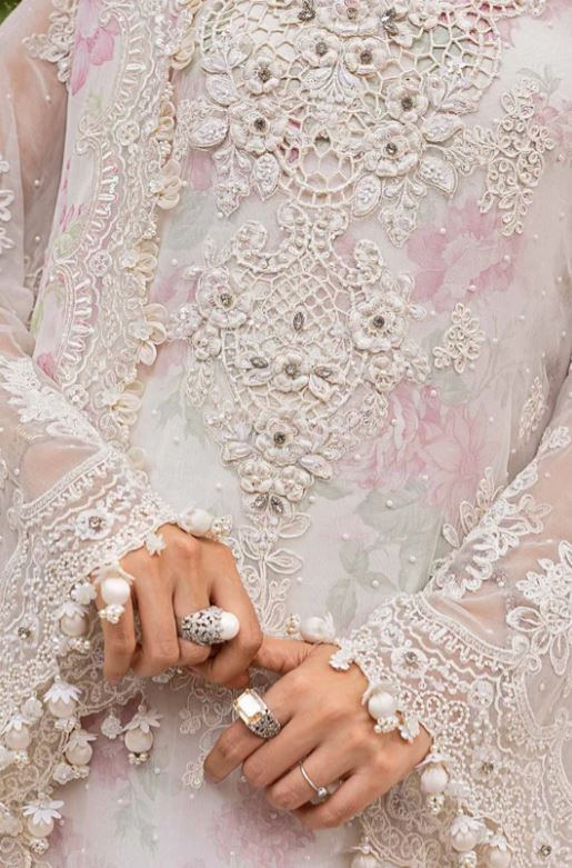 Maria.b 3 Piece Unstitched Embroidered Chiffon Suit | MPC-25-101