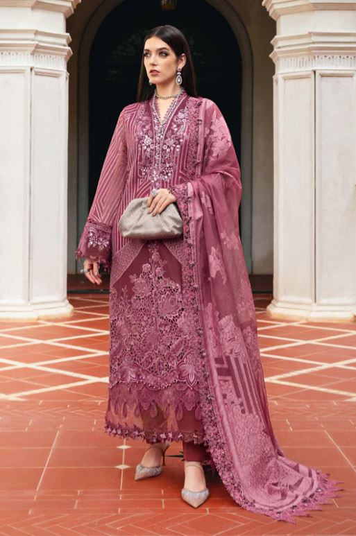Maria.b Winter Collection 3 Piece Unstitched Embroidered Organza Suit WL-1304