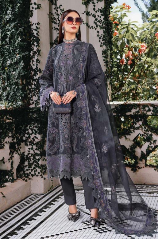 Maria.b Winter Collection 3 Piece Unstitched Embroidered Velvet Suit WL-1305