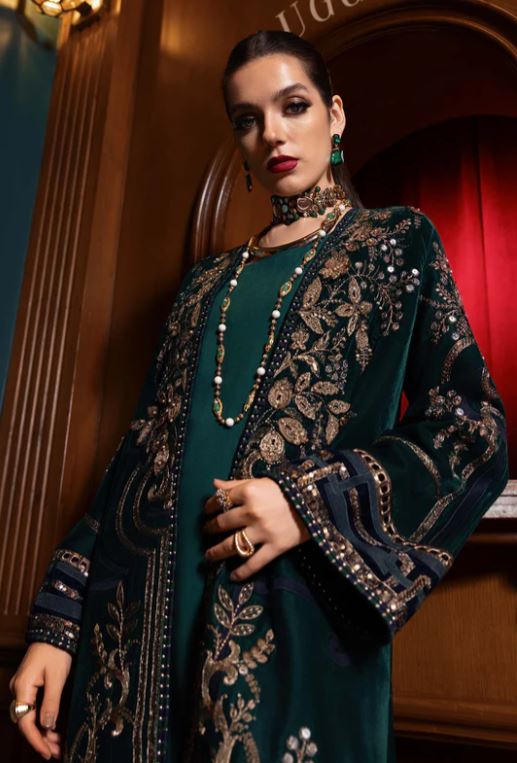 Maria.b Winter Collection 3 Piece Unstitched Embroidered Velvet Suit WL-1302