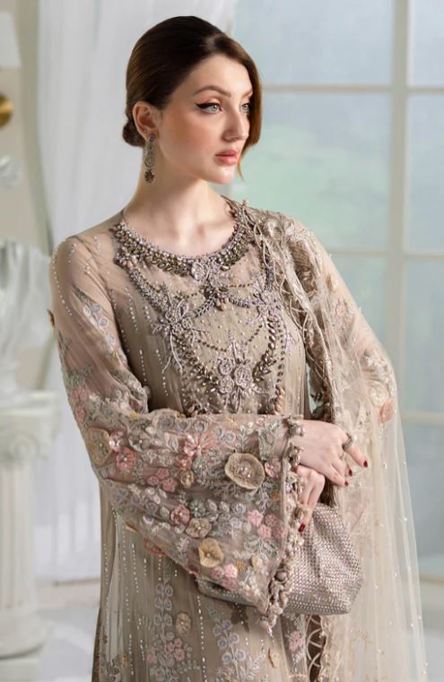 Maria.b 3 Piece Unstitched Embroidered Chiffon Suit | MPC-25-107