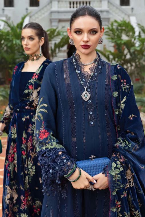 Maria.b Winter Collection 3 Piece Unstitched Embroidered Twill Linen Suit WL-1312
