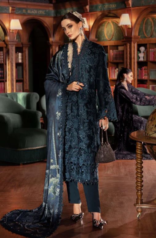 Maria.b Winter Collection 3 Piece Unstitched Embroidered Velvet Suit WL-1310