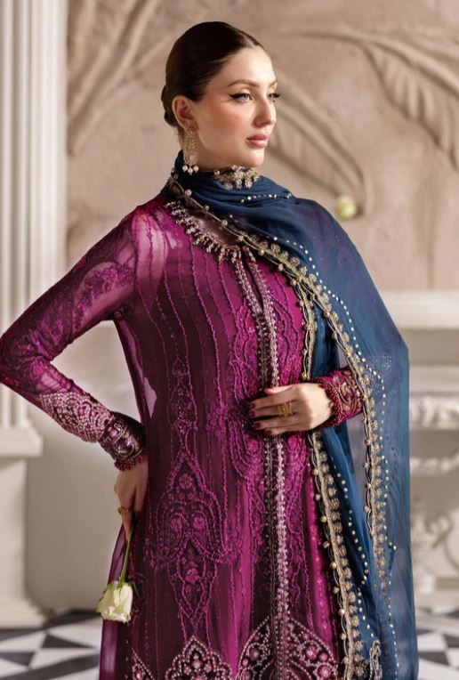 Maria.b 3 Piece Unstitched Embroidered Chiffon Suit | MPC-25-102
