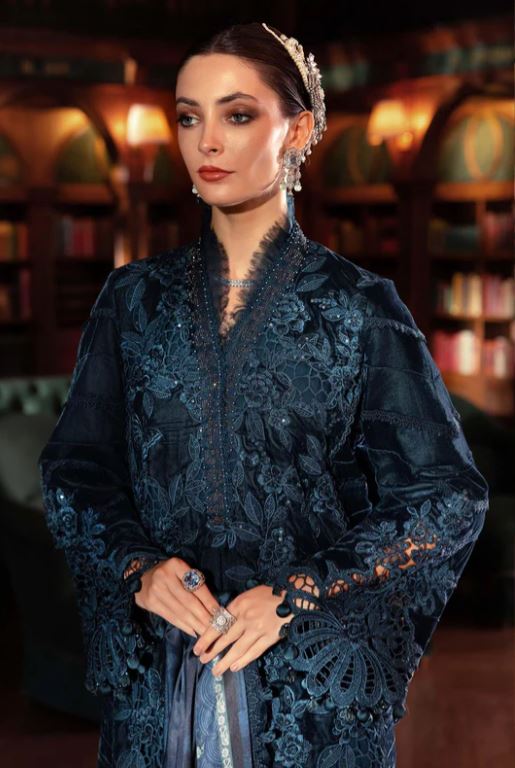 Maria.b Winter Collection 3 Piece Unstitched Embroidered Velvet Suit WL-1310