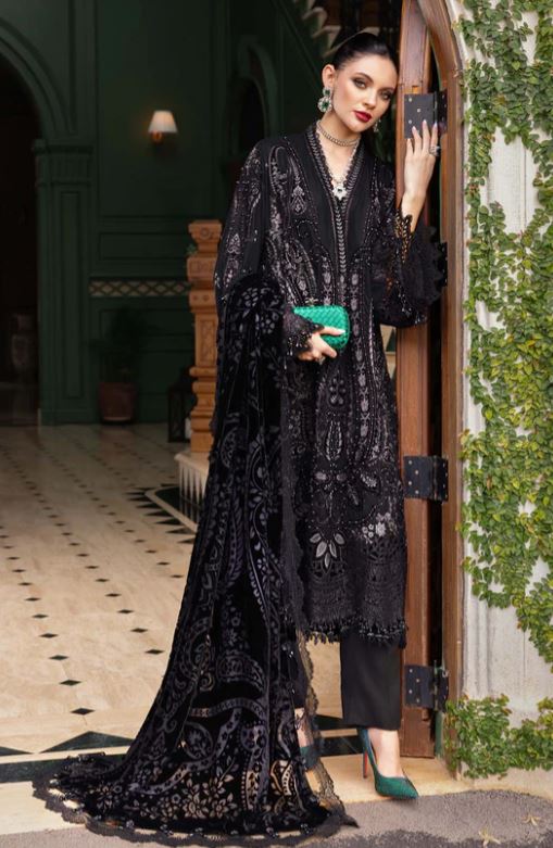 Maria.b Winter Collection 3 Piece Unstitched Embroidered Linen Suit WL-1307