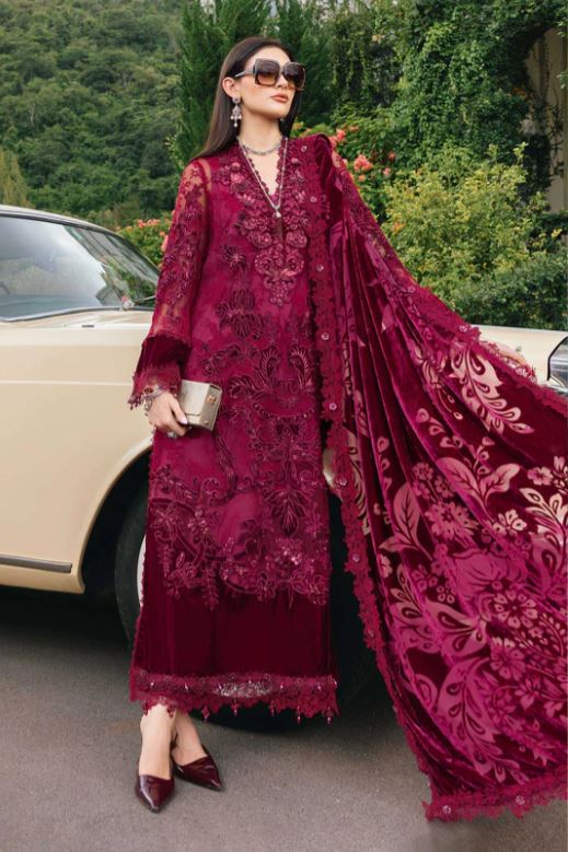 Maria.b Winter Collection 3 Piece Unstitched Embroidered Chantilly Suit WL-1308