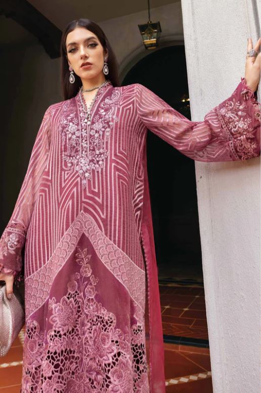 Maria.b Winter Collection 3 Piece Unstitched Embroidered Organza Suit WL-1304