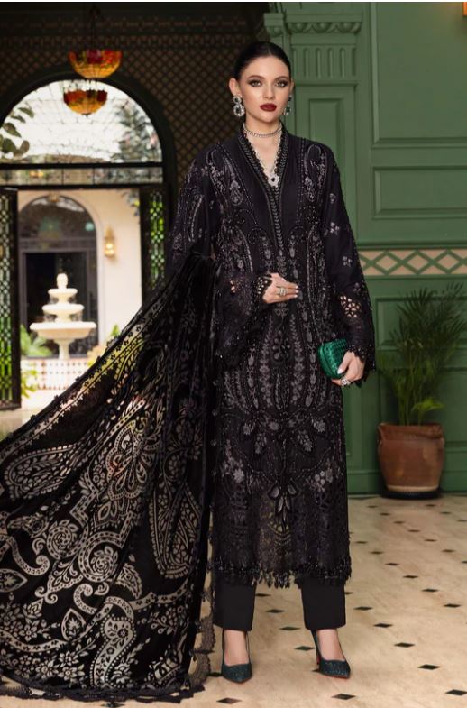 Maria.b Winter Collection 3 Piece Unstitched Embroidered Linen Suit WL-1307