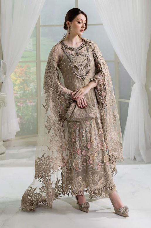 Maria.b 3 Piece Unstitched Embroidered Chiffon Suit | MPC-25-107