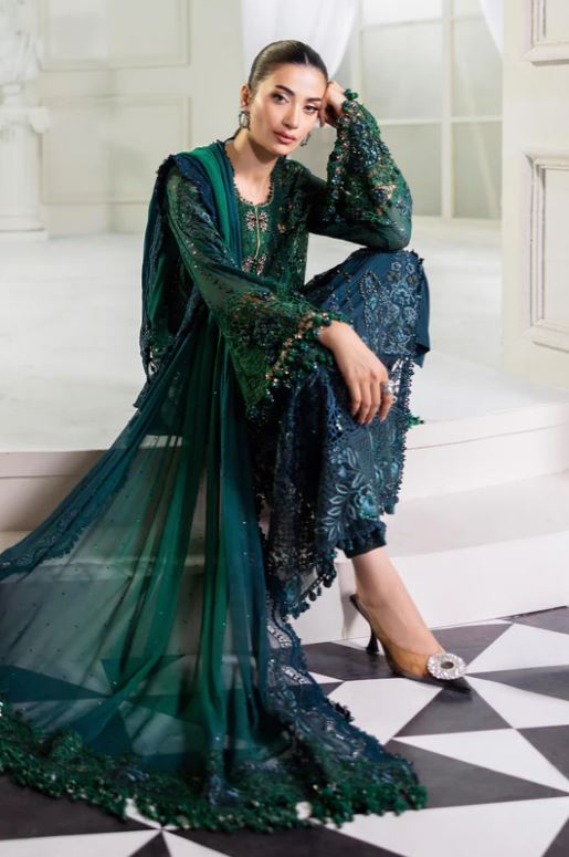 Maria.b 3 Piece Unstitched Embroidered Chiffon Suit | MPC-25-106