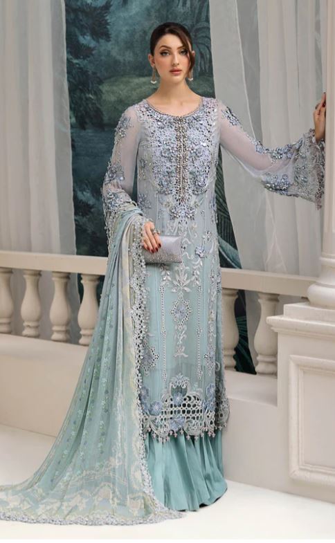 Maria.b 3 Piece Unstitched Embroidered Chiffon Suit | MPC-25-108