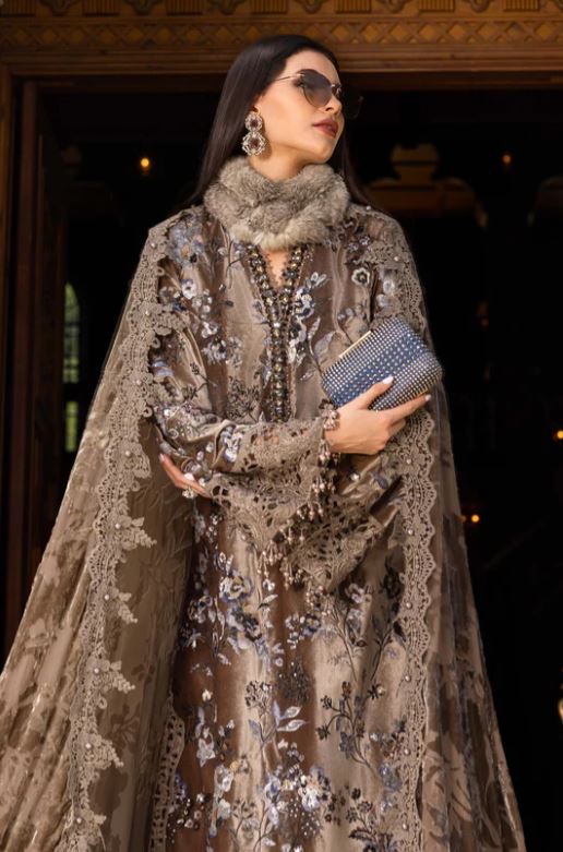 Maria.b Winter Collection 3 Piece Unstitched Embroidered Velvet Suit WL-1303