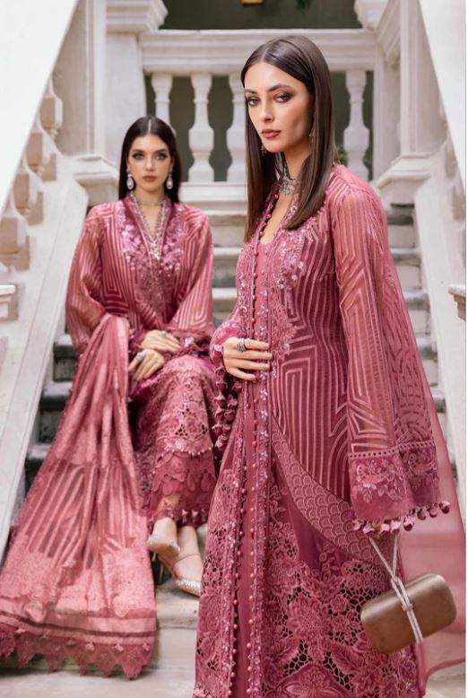 Maria.b Winter Collection 3 Piece Unstitched Embroidered Organza Suit WL-1304