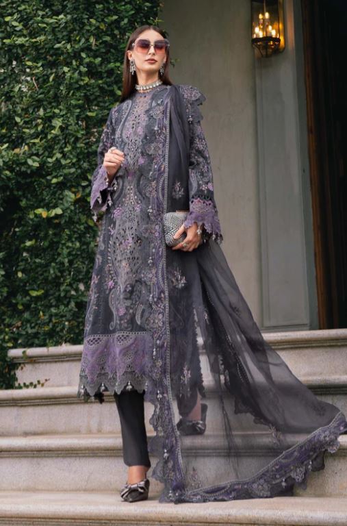 Maria.b Winter Collection 3 Piece Unstitched Embroidered Velvet Suit WL-1305