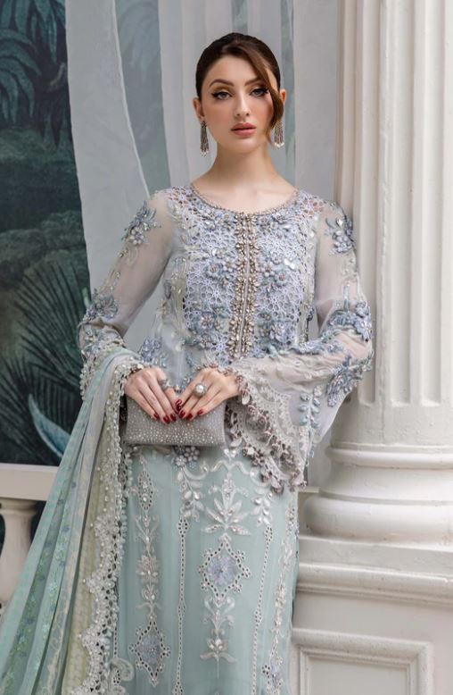Maria.b 3 Piece Unstitched Embroidered Chiffon Suit | MPC-25-108