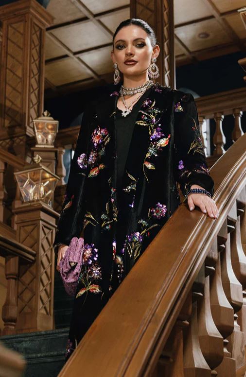 Maria.b Winter Collection 3 Piece Unstitched Embroidered Velvet Suit WL-1306