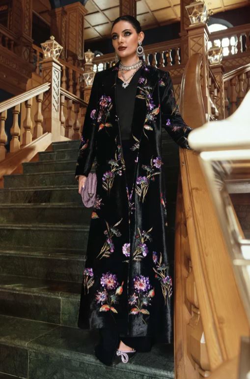 Maria.b Winter Collection 3 Piece Unstitched Embroidered Velvet Suit WL-1306