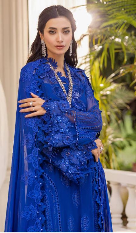 Maria.b 3 Piece Unstitched Embroidered Chiffon Suit | MPC-25-103