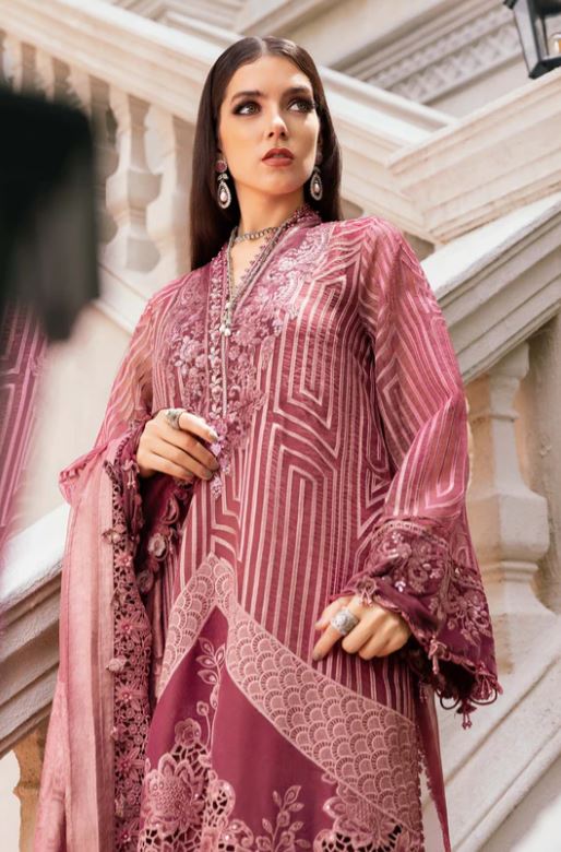 Maria.b Winter Collection 3 Piece Unstitched Embroidered Organza Suit WL-1304