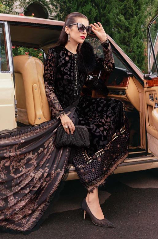 Maria.b Winter Collection 3 Piece Unstitched Embroidered Palachi Suit WL-1301