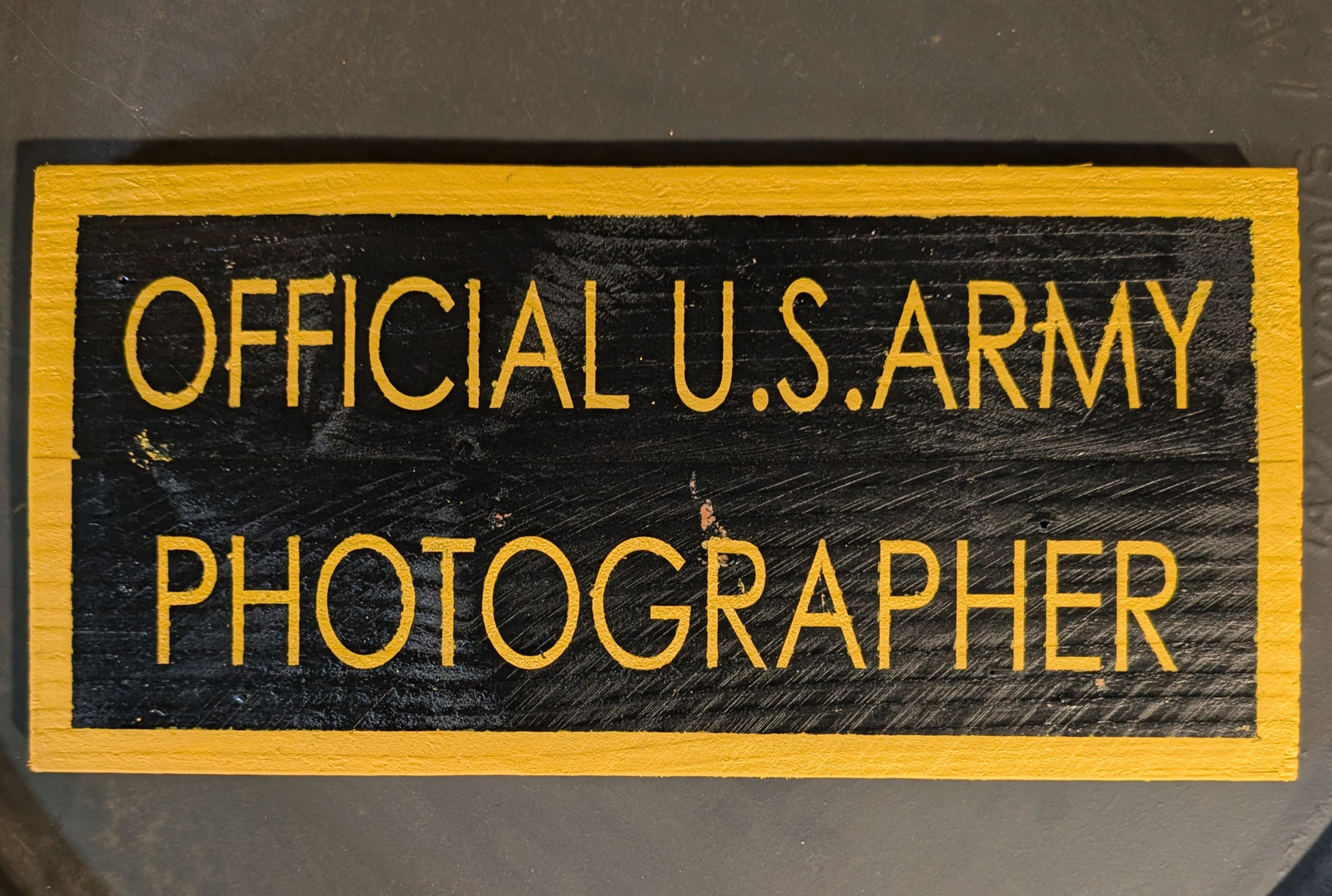 Handgemaakt bord US Army Photographer
