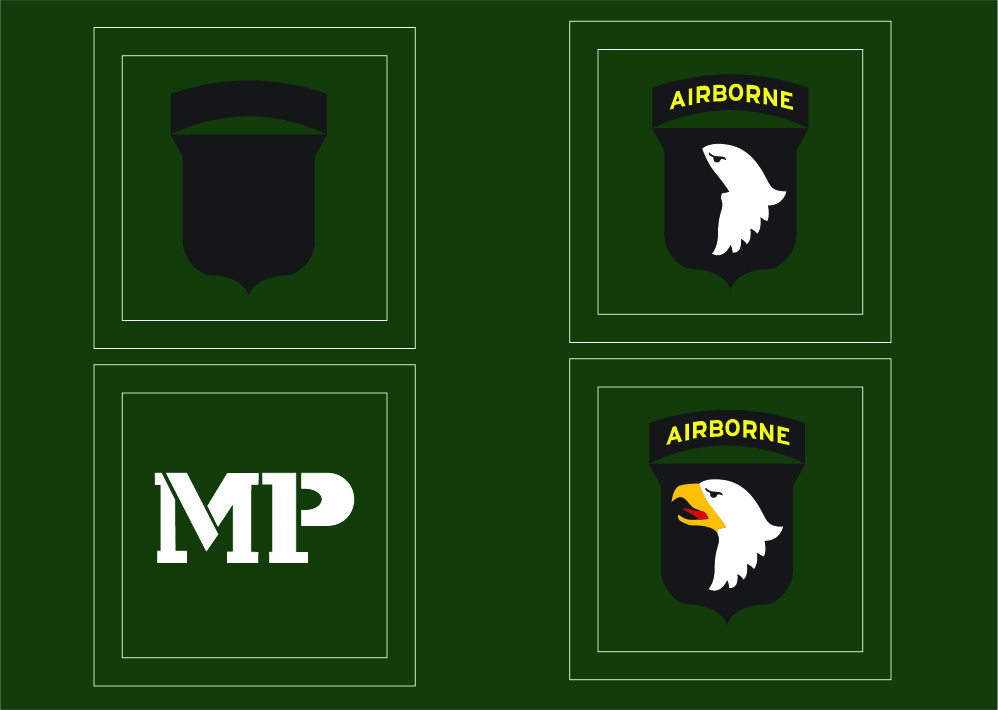 Helmet stencil 101 Airborne MP set
