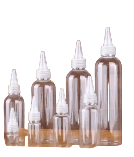 Set of empty plastic squeeze bottles