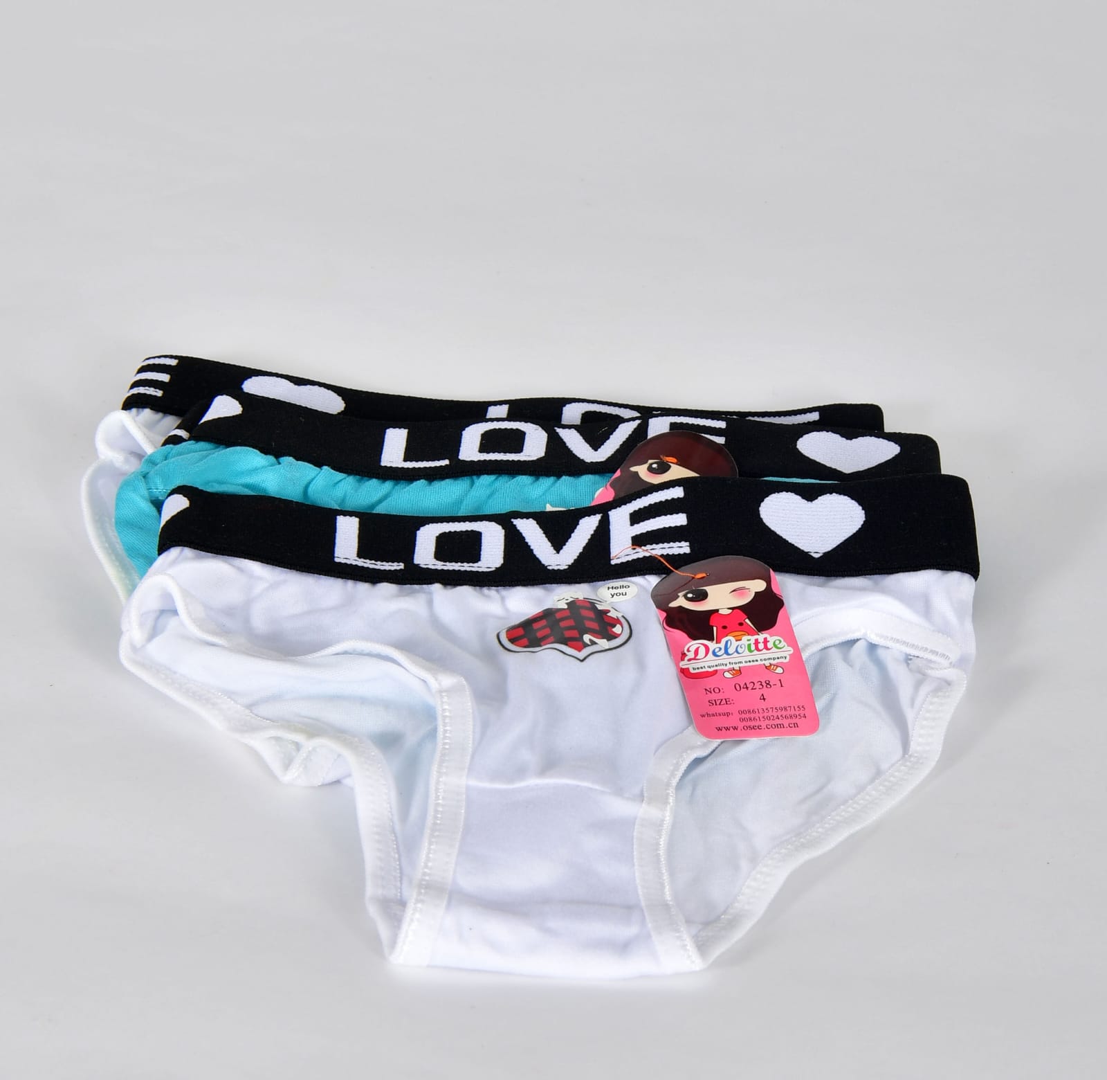 Girls' 'LOVE' Printed Cotton Panties – 3 Pack