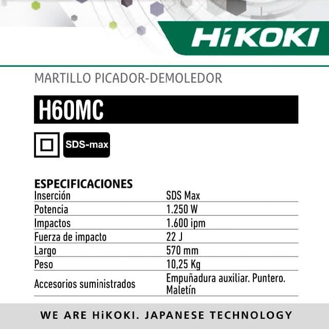 Martillo HIKOKI H60MC sds max
