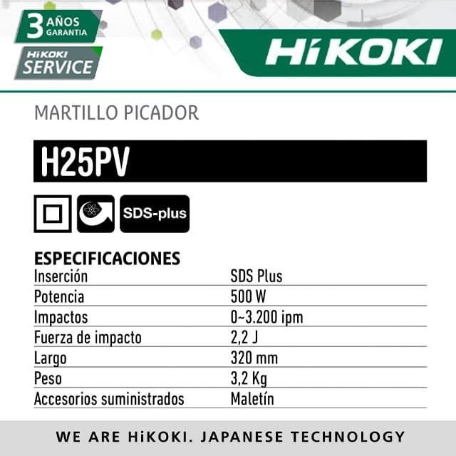 Martillo HIKOKI H25PV sds plus