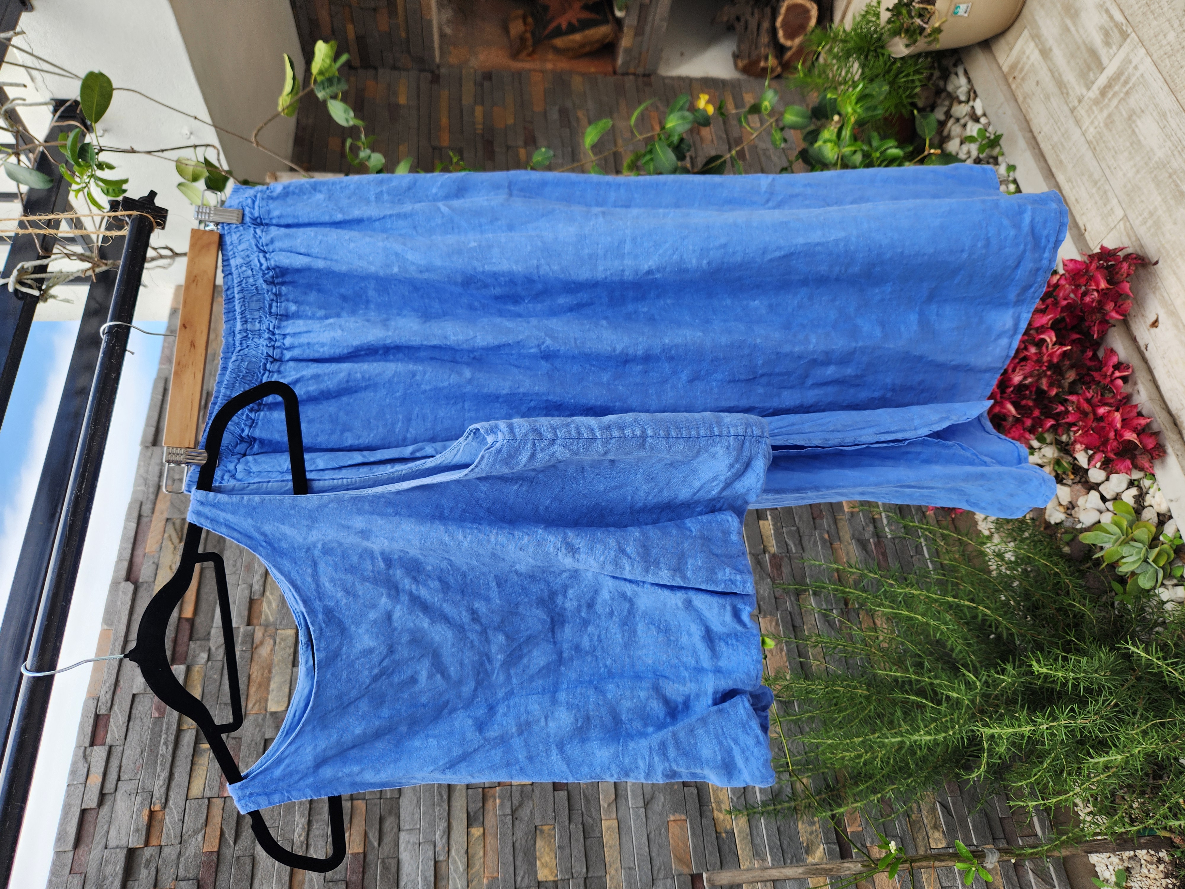 Set pollera y top celeste