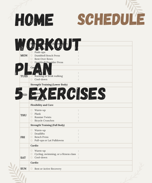 Beginner Weight Loss Workout Plan - Home Program with 5 Exercises