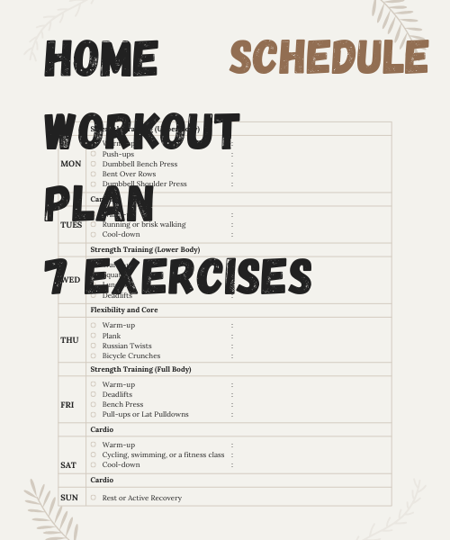 Exercise Program for Weight Loss - Home Workout Plan Intermeditate 7 Exercises
