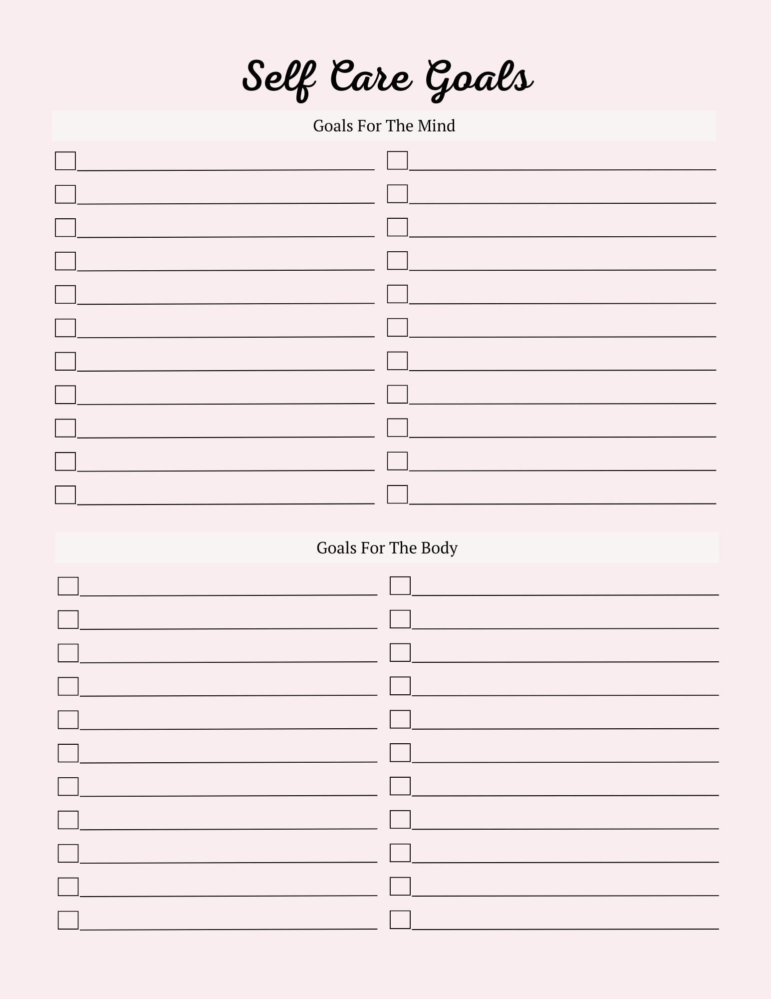 Self Care Planner