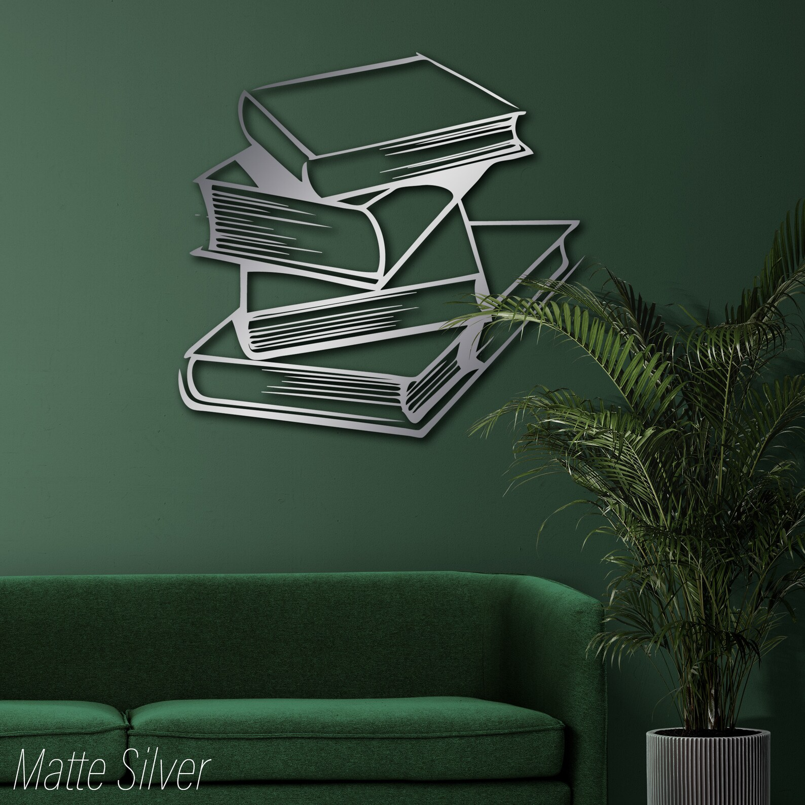 Stacked Books Metal Wall Art